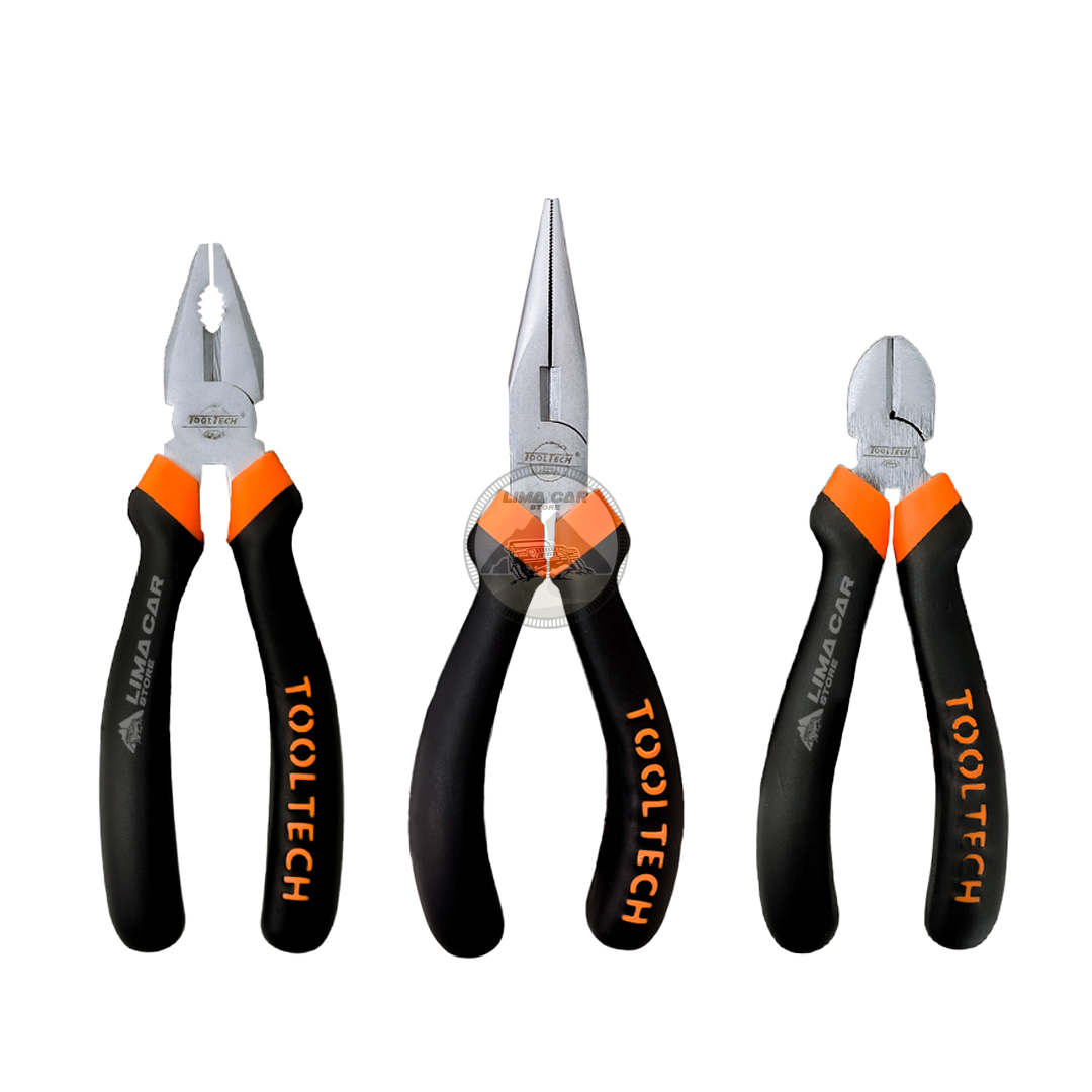 SET 3 ALICATES UNIVERSAL, PINZA Y CORTE PROFESIONAL TOOLTECH