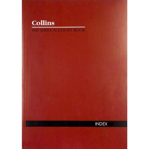 Collins A60 Series Account Book Index Through Feint Ruled Stapled 60 Leaf A4 Red