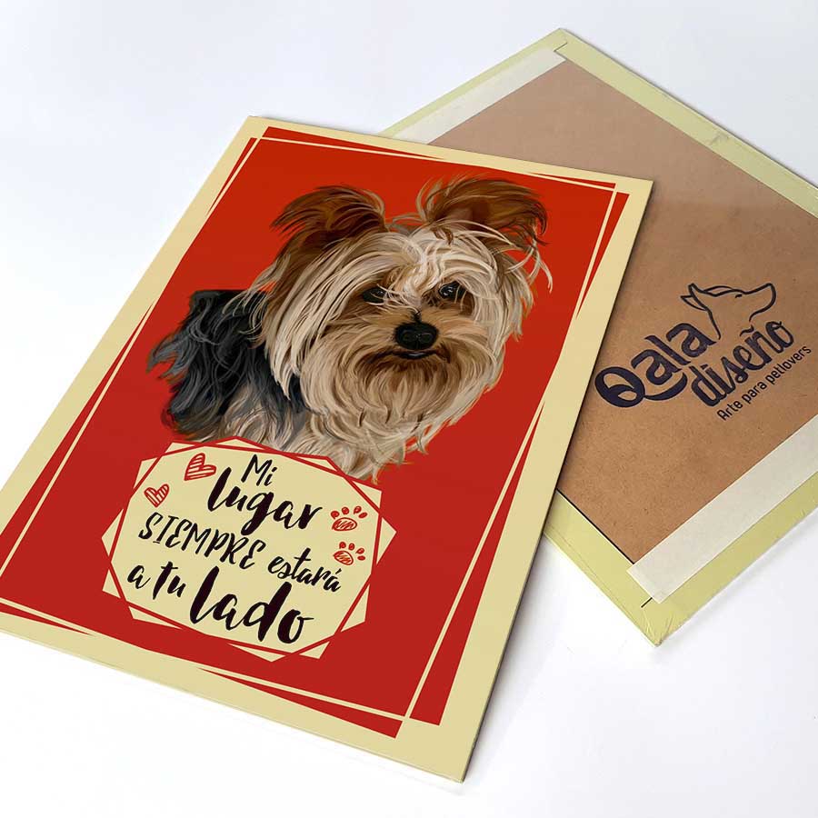 CUADRO DECORATIVO - QALA DISEÑO - PERRO YORKIE - 30X225 CMS YORKSHIRE