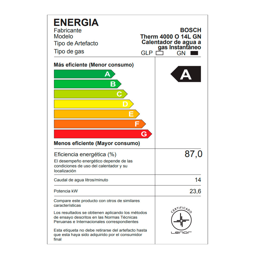 TERMA A GAS BOSCH GN 14 LT COMPACTO DIGITAL 2 + KIT