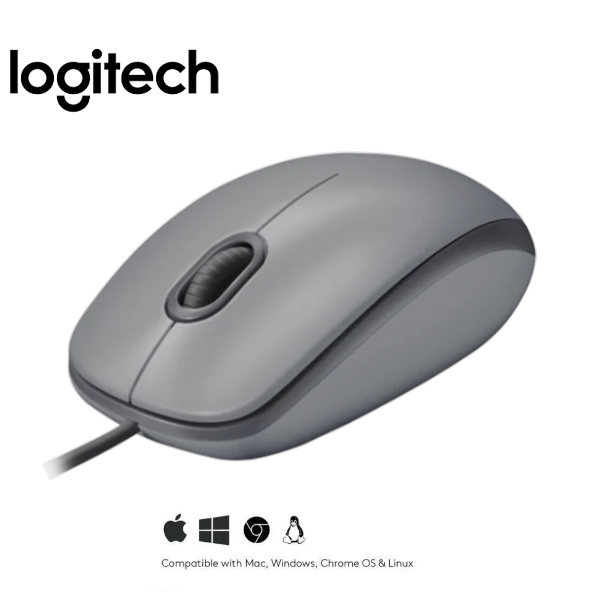 MOUSE LOGITECH M110 ÓPTICO CABLE USB GRIS