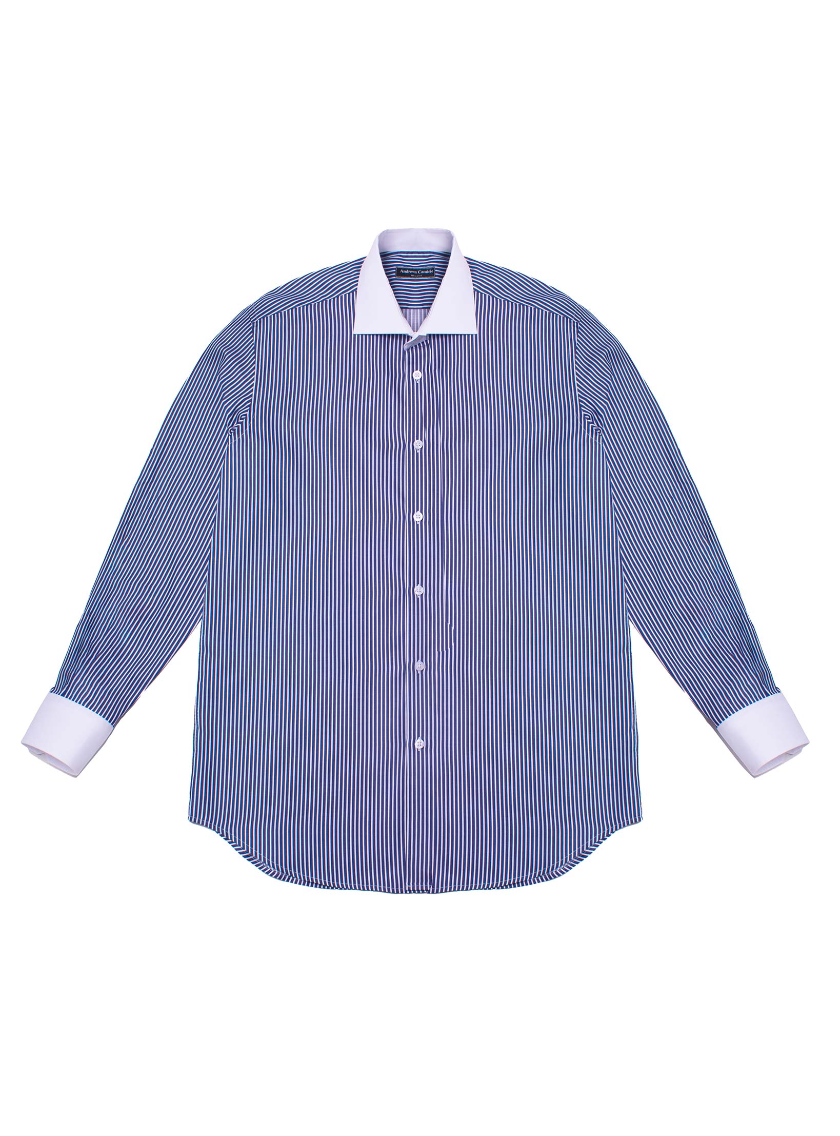 Marvelis Body Fit Camisa Manga Larga Cuello Tiburón Jersey Blanco Talla