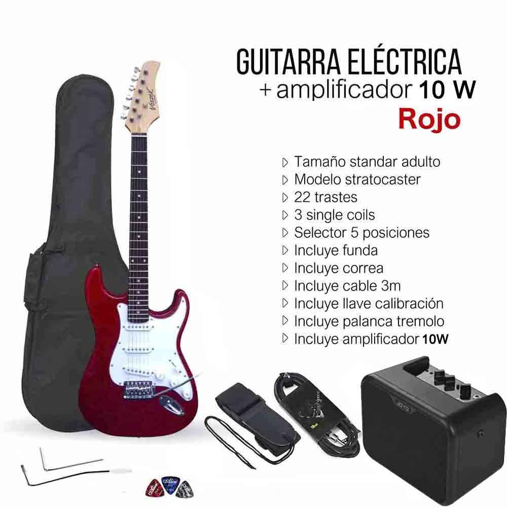 PACK GUITARRA ELECTRICA ROJA + AMPLIFICADOR 10W