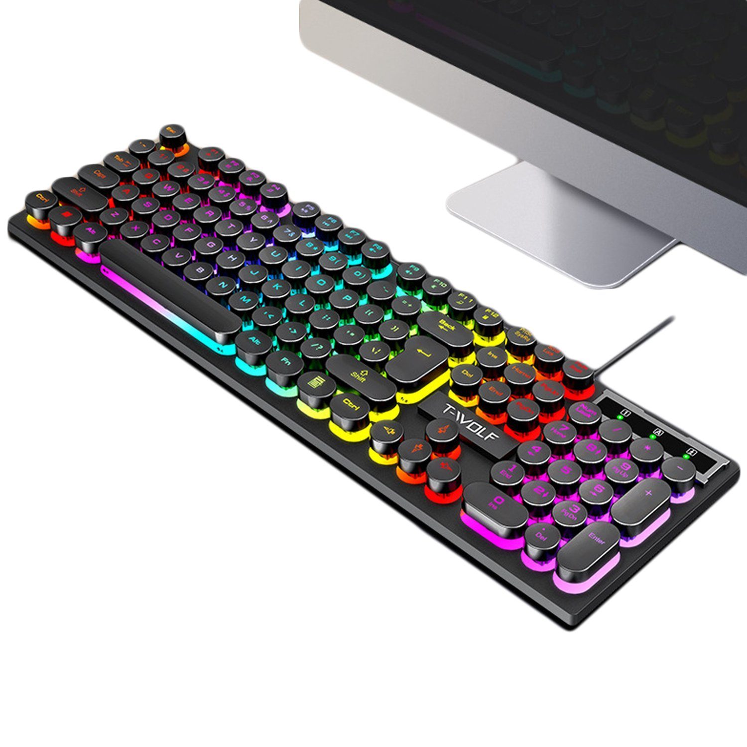 Gaming Keyboards&comma; PC Keyboards&comma; Competition Keyboards&comma; Black Gaming Keyboard &lpar;Wired Keyboard with LED Light for Gamers&sol;Workers 104 Keys&rpar;