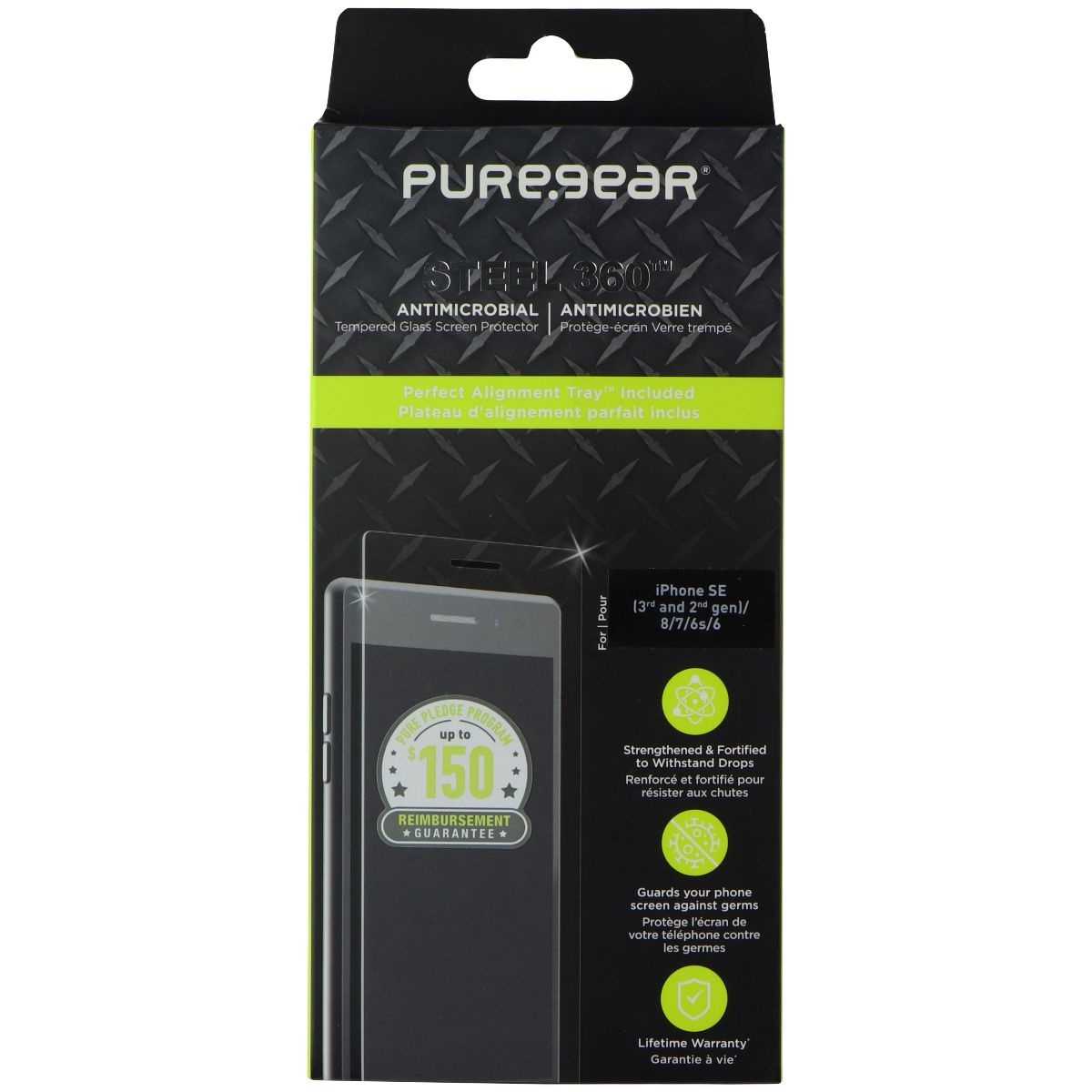 PureGear Steel 360 Screen Protector for iPhone SE &lpar;2022&sol;2020&rpar;&sol;8&sol;7&sol;6s&sol;6 - Clear