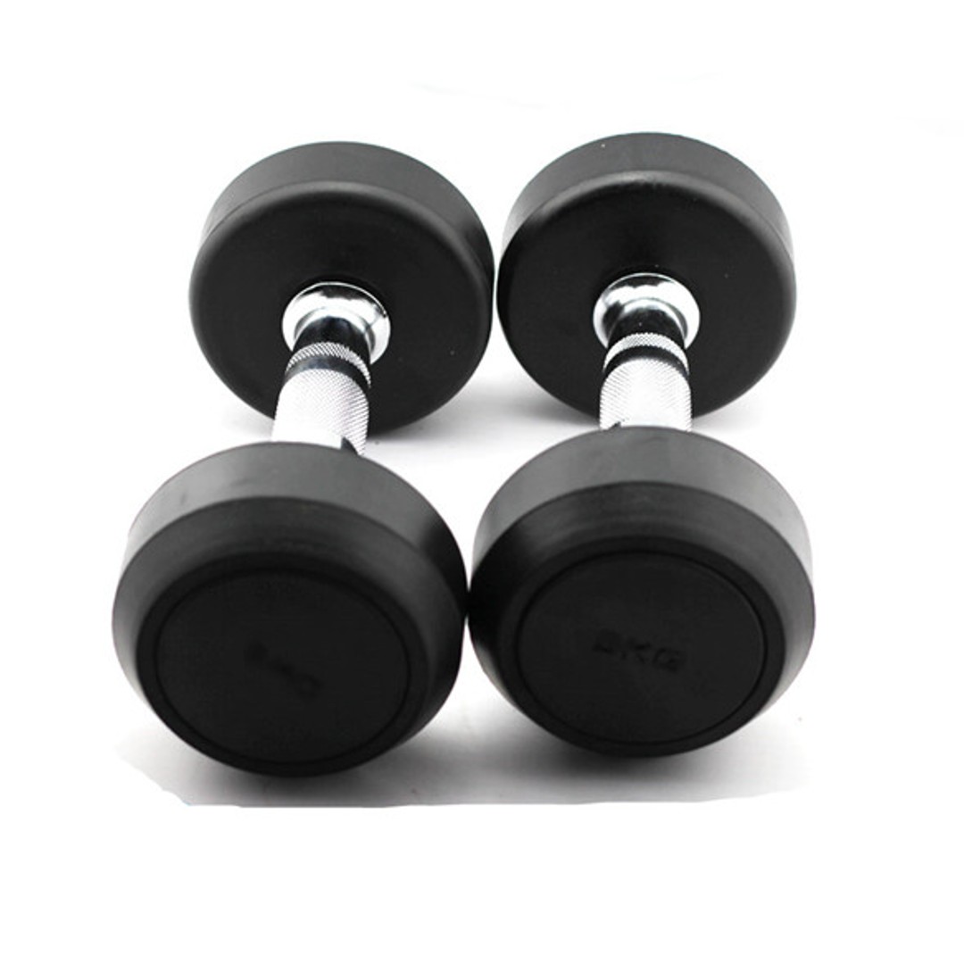 MANCUERNAS 10 KILOS X2 PESAS RUBBER DUMBBELL ENCAUCHADO