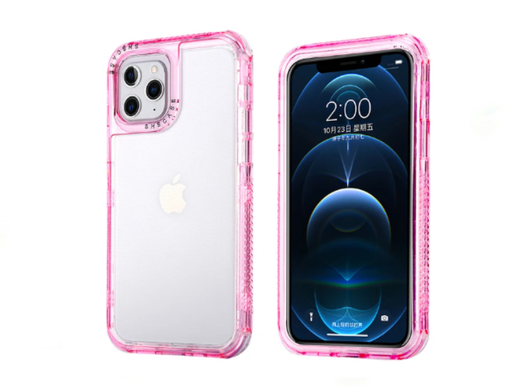 CASE 3 EN 1 CON BORDE DE COLOR PARA IPHONE 15 - ROSA