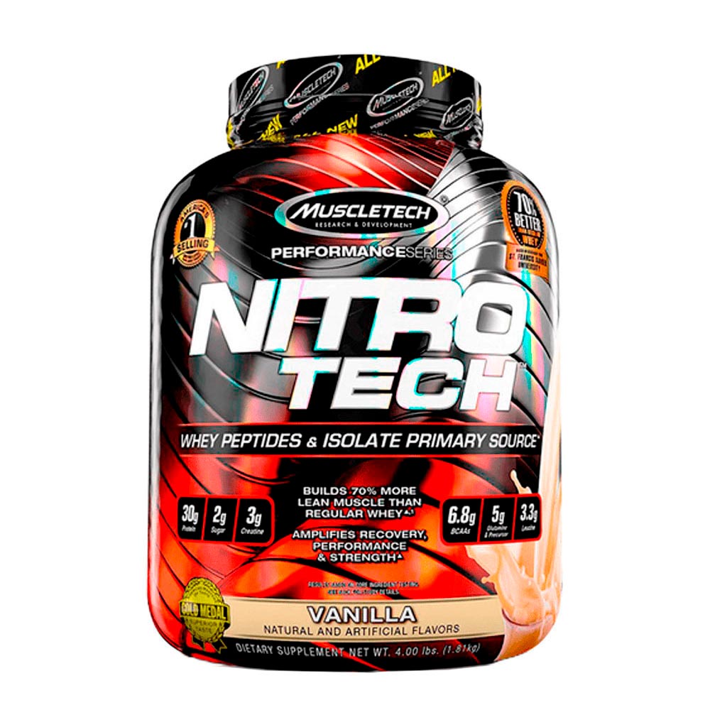 PACK MUSCLETECH NITROTECH PERFORMANCE 4 LB VAINILLA + NITROTECH WHEY GOLD 2.2 LB CHOCOLATE