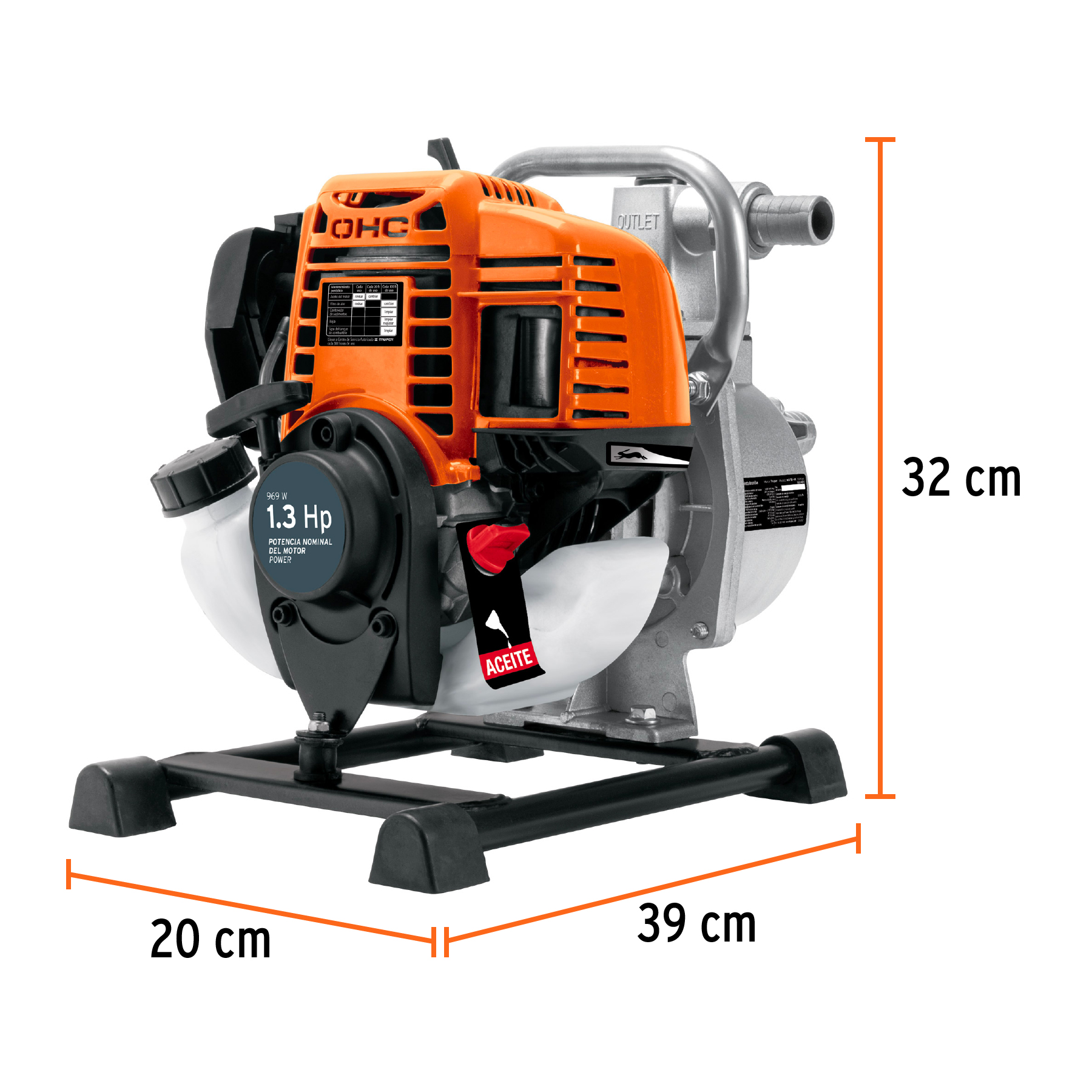 MOTOBOMBA AUTOCEBANTE 1' X 1' 1 1/3HP A GASOLINA TRUPER