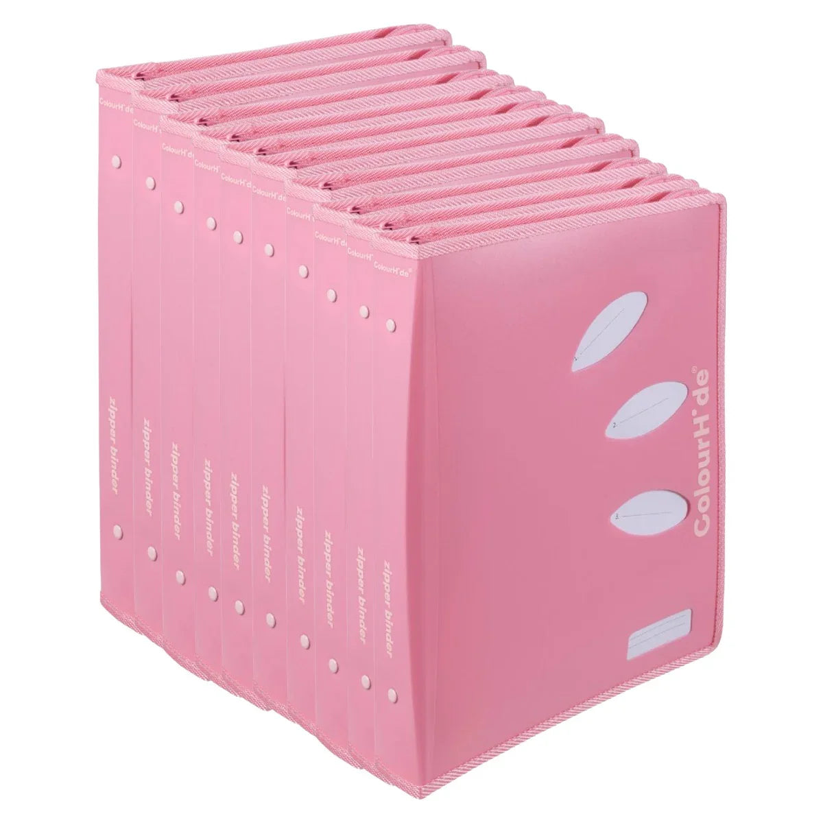ColourHide Zip Binder A4 2 D-Ring 25mm Bubblegum Pink Bulk Pack of 10