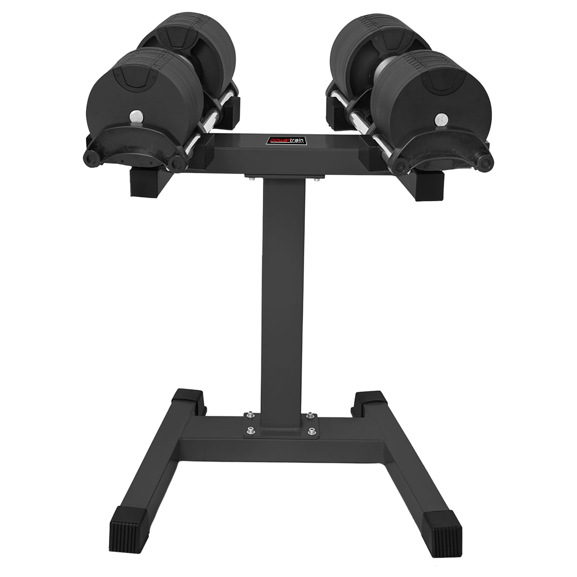 Powertrain Eon Dial Up 90KG Adjustable Dumbbells Pair with Stand - Black