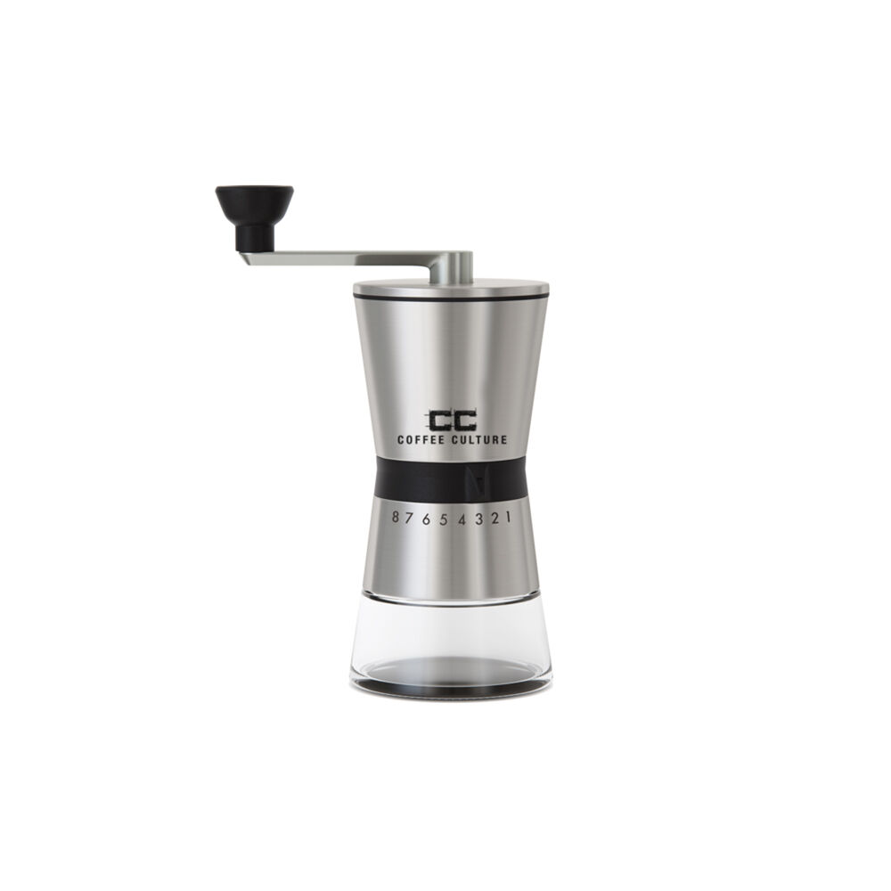 Coffee Culture Premium Stainless Steel Hand Burr Manual Coffee Grinder (Silver)