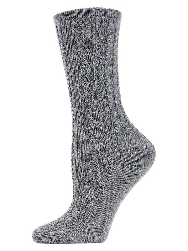 Memoi Women's Classic Day Cable-knit Crew Socks