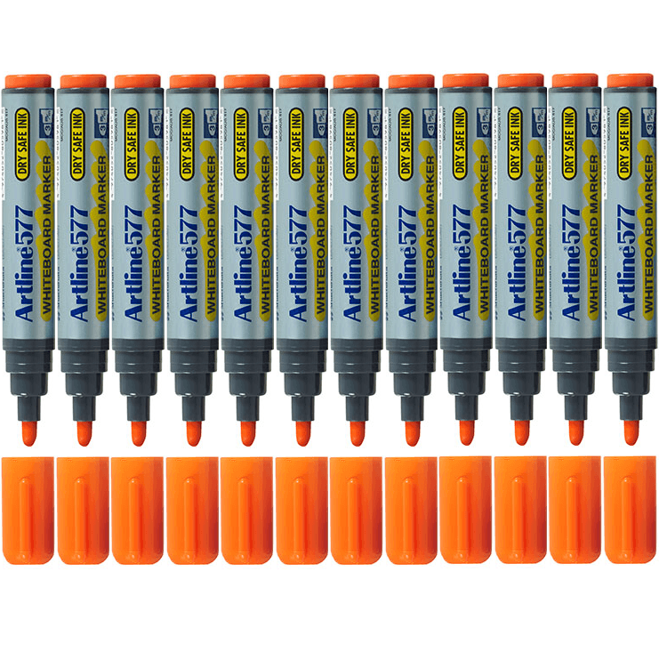 Artline 577 Whiteboard Marker 2mm Bullet Tip (Orange) [Box 12]