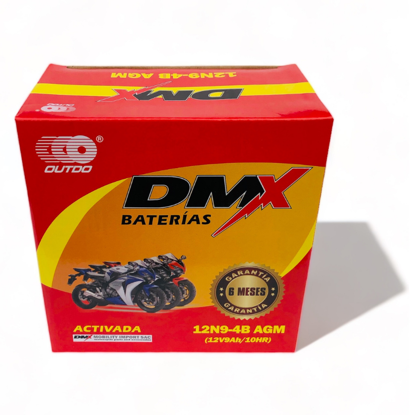 BATERÍA MOTO 12N9-4B OUTDO DMX, SELLADA, ACTIVADA