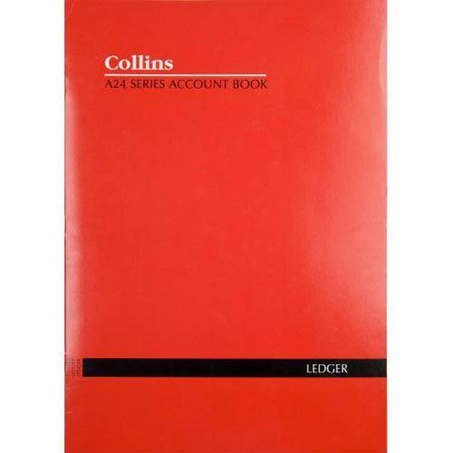 Collins A24 Series Account Book Double Ledger Feint Ruled Stapled 24 Leaf A4 Red