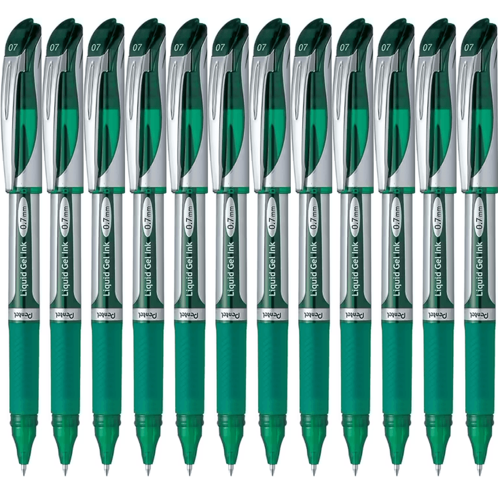 Pentel BL57 Box 12 Energel Liquid Gel Ink 0.7mm Medium Pen (Green)