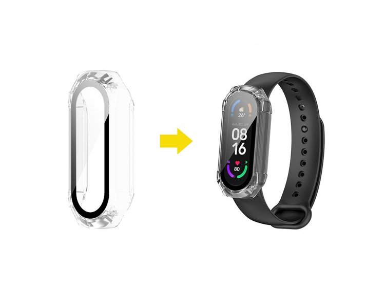 CASE BUMPER CON VIDRIO PARA XIAOMI BAND 7 - TRANSPARENTE