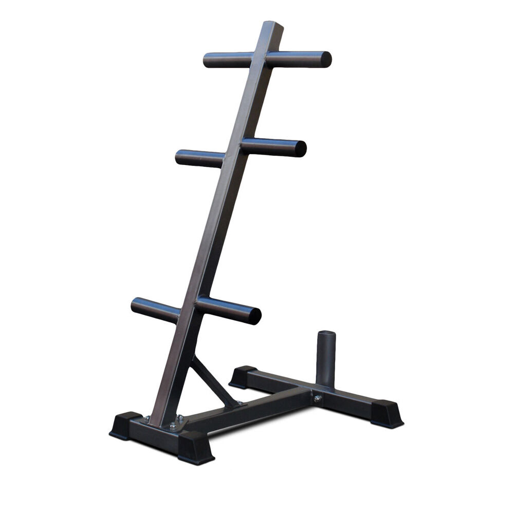 Bodyworx Olympic Weight Plate Tree Rack with Bar Holder Home Gym Storage 73x113cm