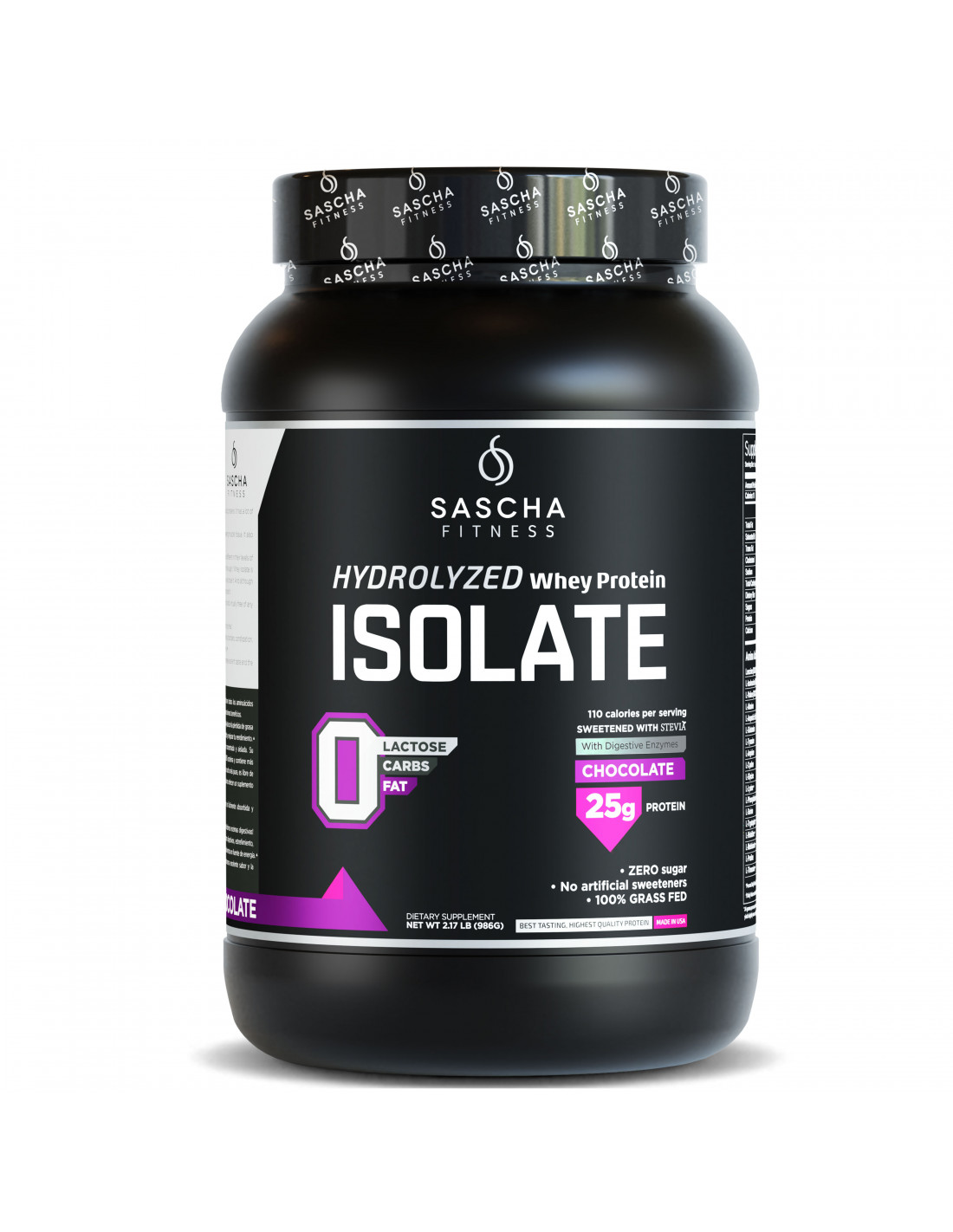 HYDROLYZED WHEY PROTEINA ISOLATE, SASCHA FITNESS 100% CHOCOLATE