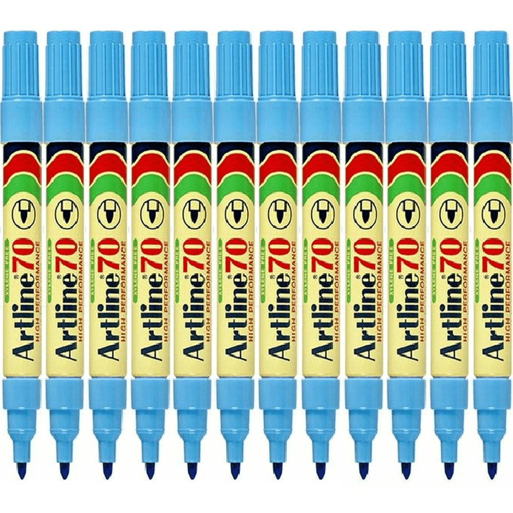 Artline 70 Box 12 Permanent Marker 1.5mm Bullet Tip Nib (Light Sky Blue)
