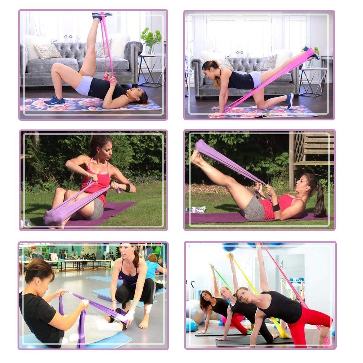 SET DE 3 BANDAS ELASTICAS ABIERTAS POR NIVELES PARA YOGA, PILATES, TERAPIA