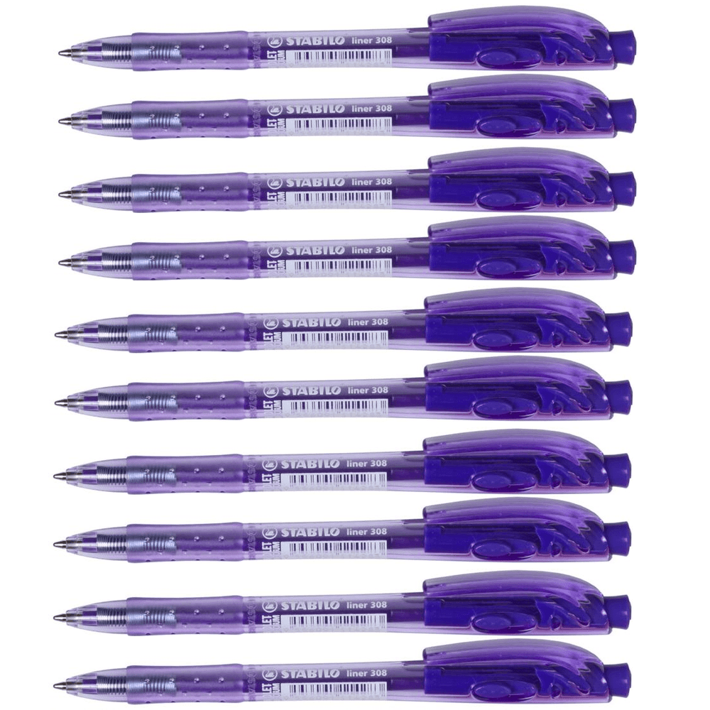 Stabilo 308 Liner Retractable Ballpoint Pen Medium (Violet) [Box 10]