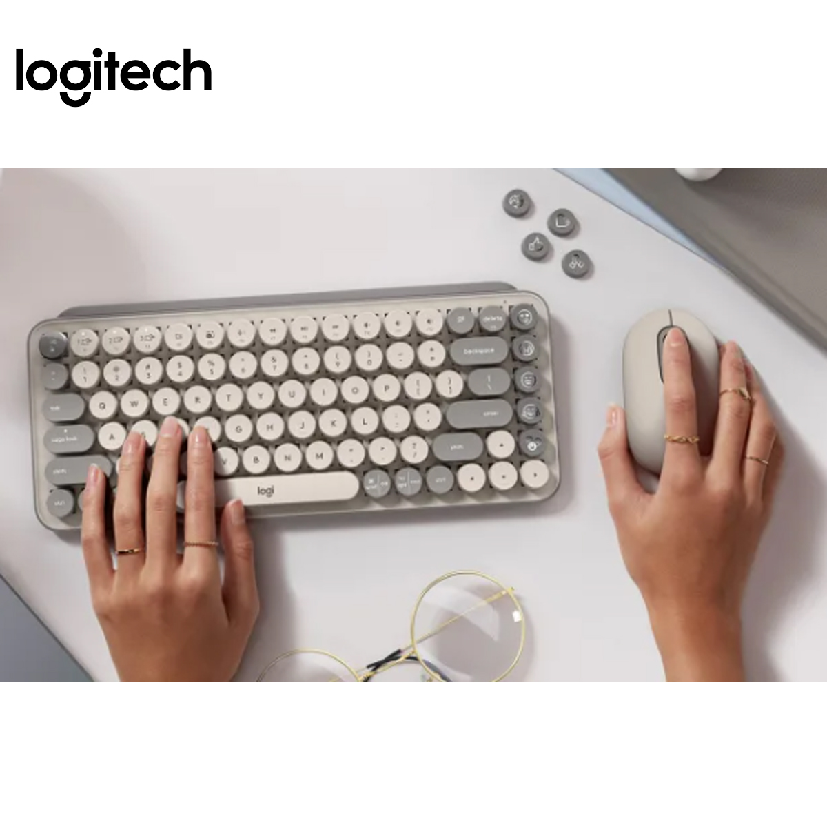 TECLADO + MOUSE LOGITECH POP KEYS GRIS / ARENA