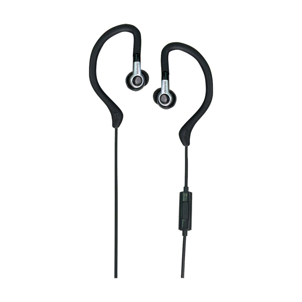 AIWA In-Ear Hook Gel Sports 1.2m Wired Earbuds (Black)