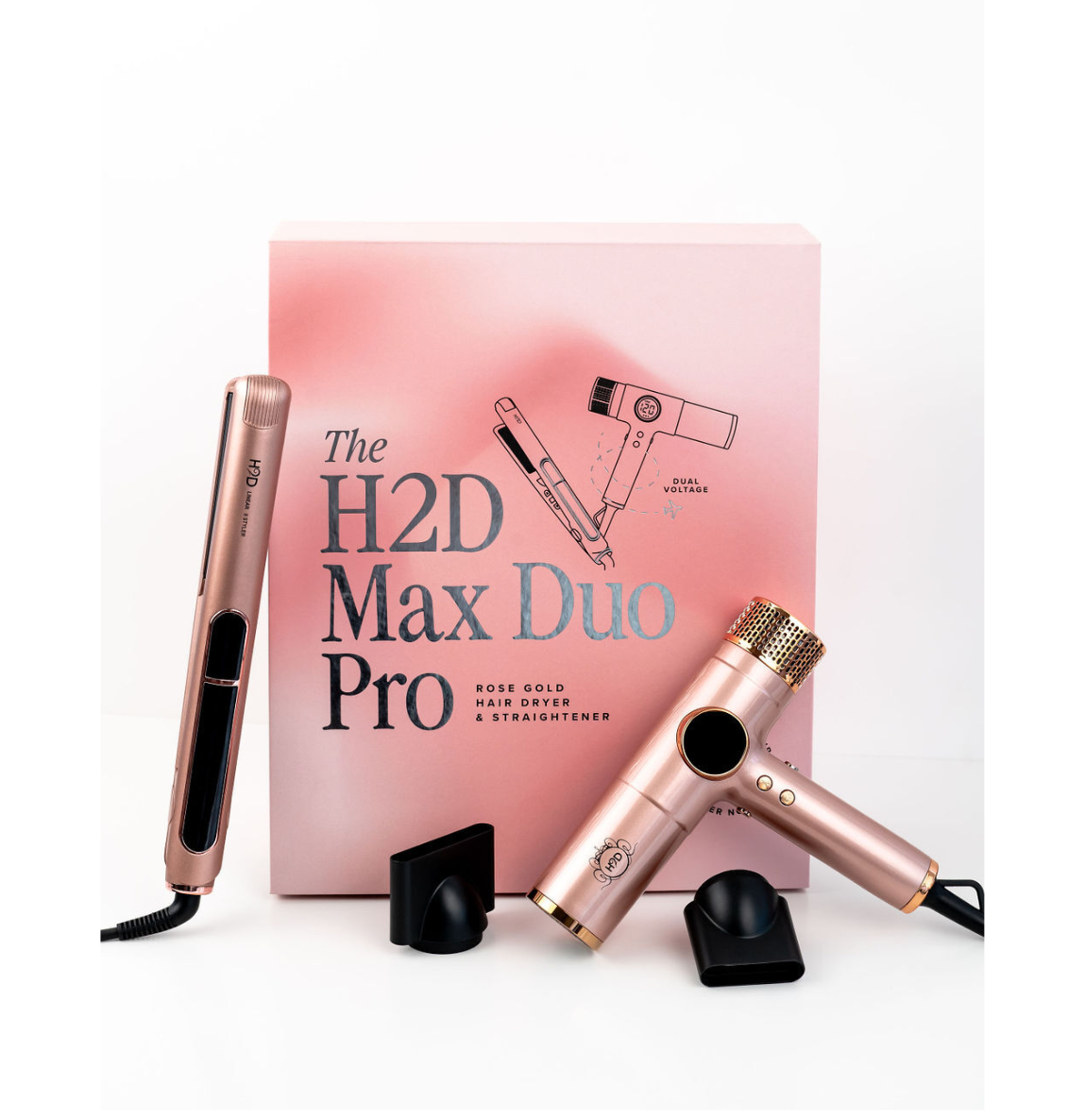 H2D Max Duo Linear Straightener & Blowdryer Combo - Rose Gold