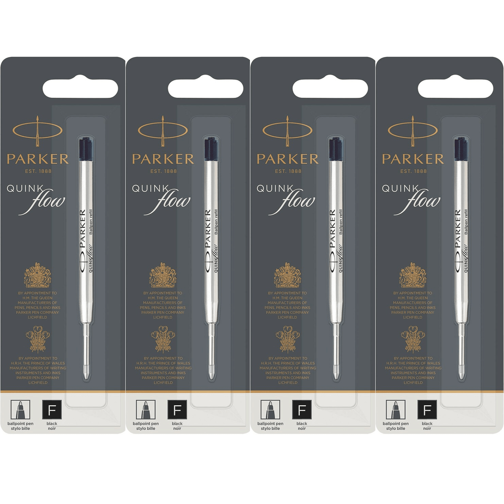 Parker Pack 4 Quink Flow Pen Refill Ballpoint Fine (Black)