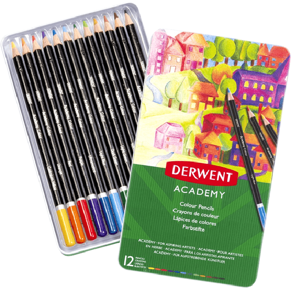 Derwent Academy Coloured Pencils Tin [12 Set]