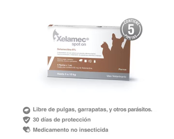 ANTIPULGAS PARA PERROS Y GATOS XELAMEC SPOT ON CJA 5 PIP X 1 ML