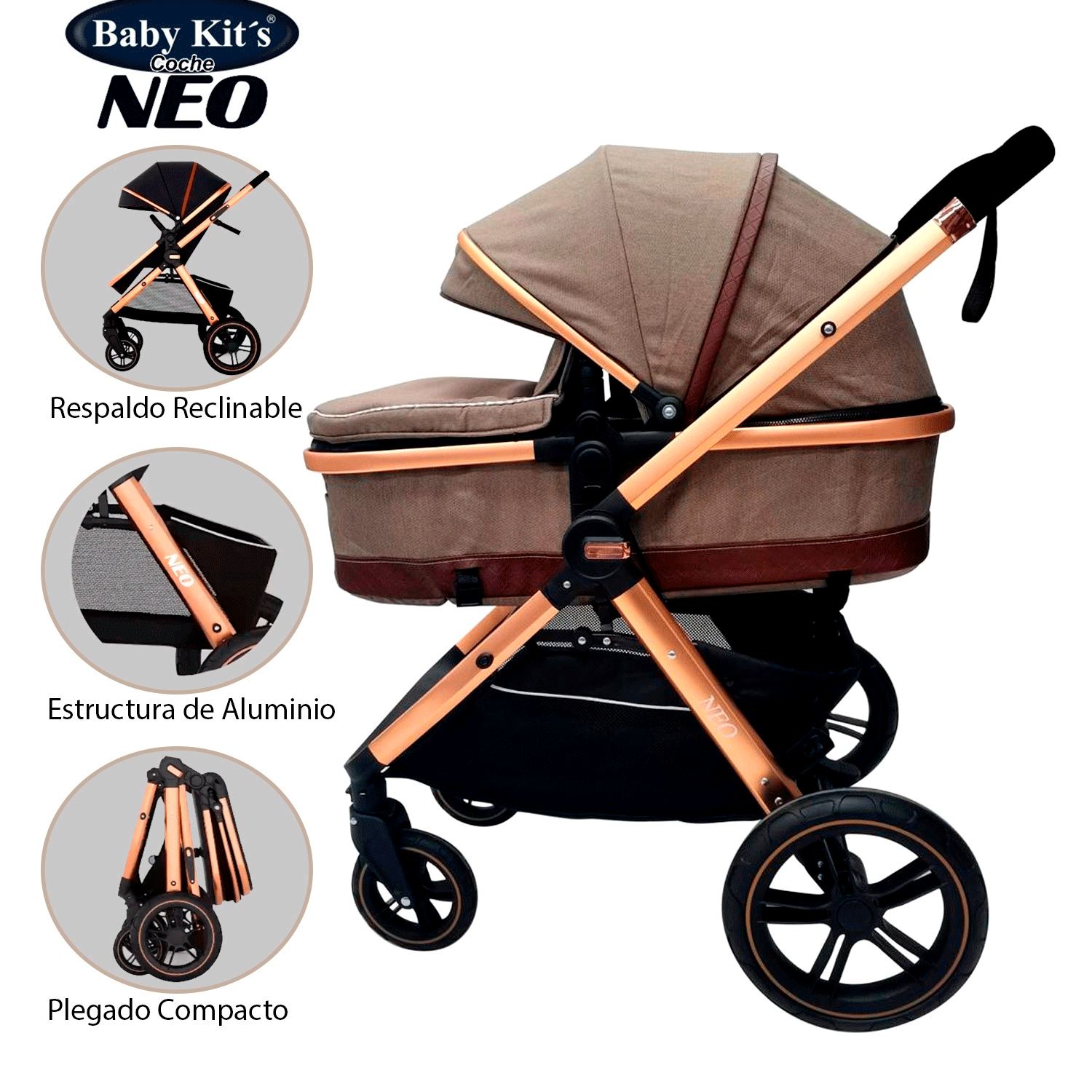 COCHE CUNA MOISES BABY KITS NEO BK5168 BEIGE