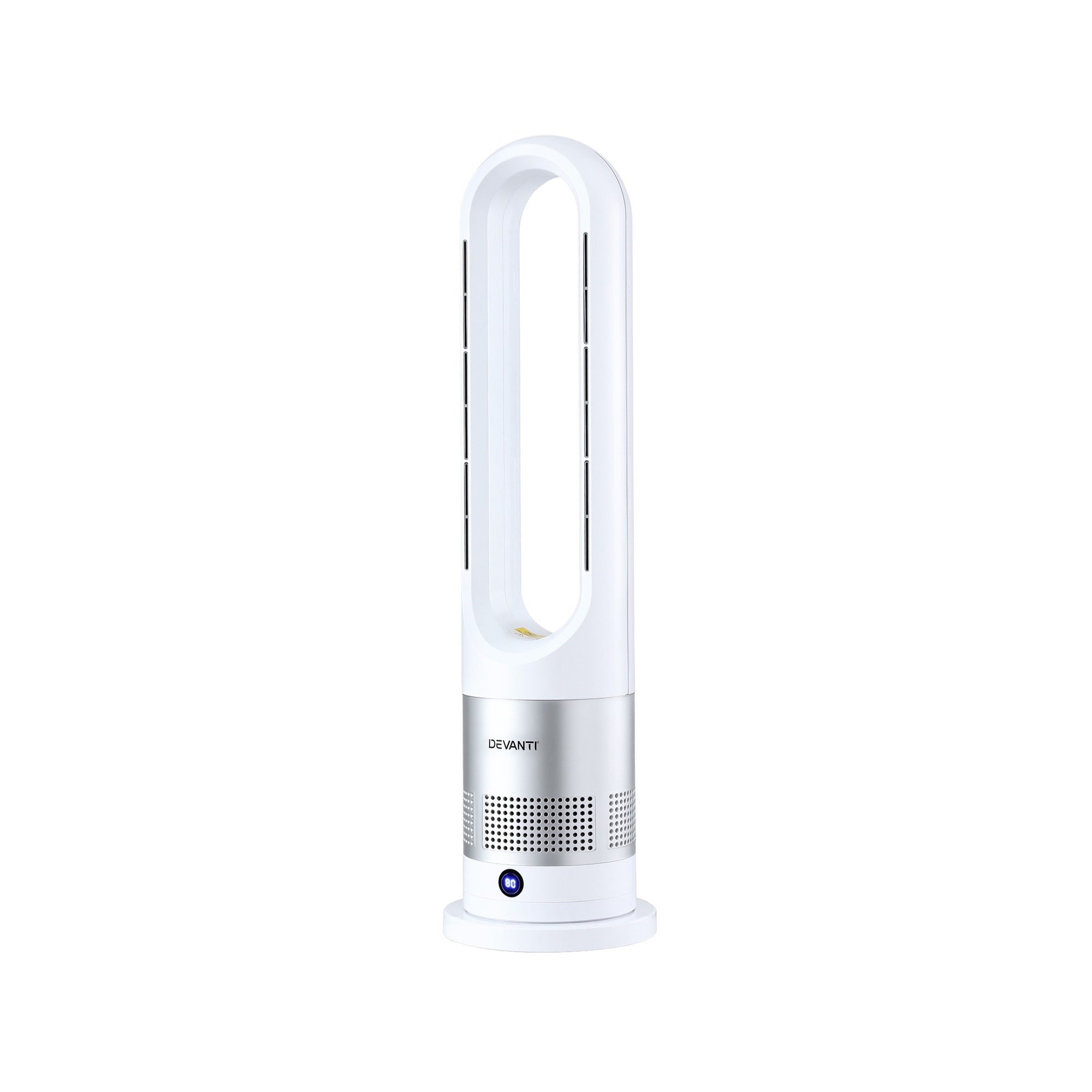 Devanti Bladeless Tower Fan Heater and Cooler 2in1 Portable Oscillation Fan for Bedroom Room Office Use White