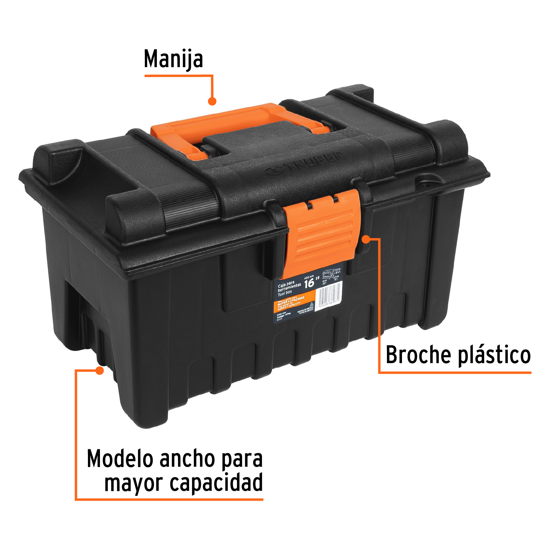 CAJA PARA HERRAMIENTA DE 16' SIN COMPARTIMENTOS TRUPER