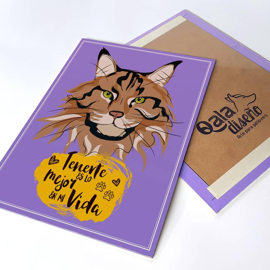 CUADRO DECORATIVO - QALA DISEÑO - GATO MELENA - 30X22.5 CMS