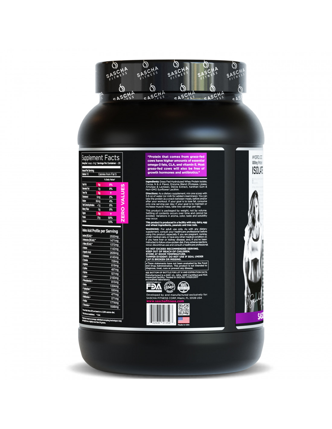 HYDROLYZED WHEY PROTEINA ISOLATE, SASCHA FITNESS 100% CHOCOLATE