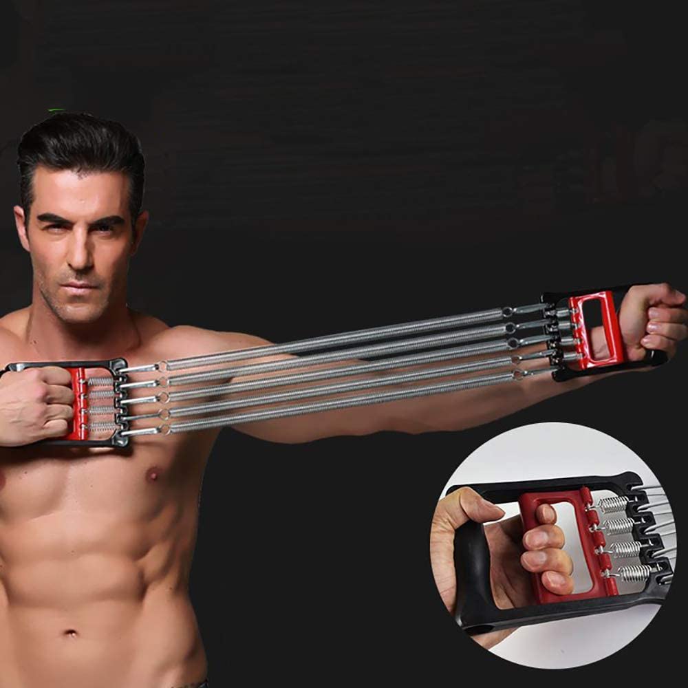 EXTENSOR DE PECHO DE METAL DE 5 RESORTES AJUSTABLE PARA MUSCULACIÓN PECTORALES Y BRAZOS