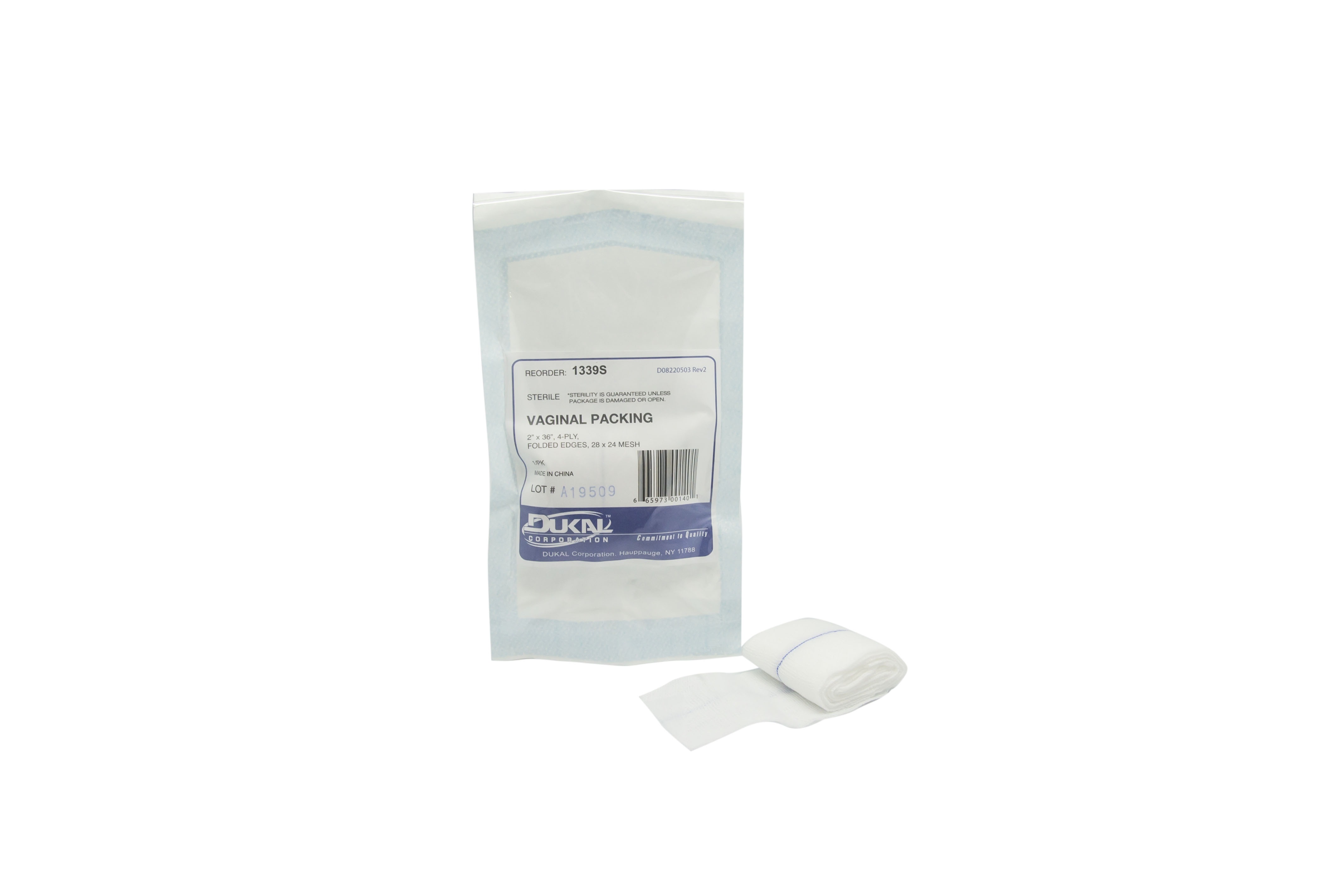 Dukal Sterile Vaginal Packing, 2" X 36", 4-ply, Prewashed