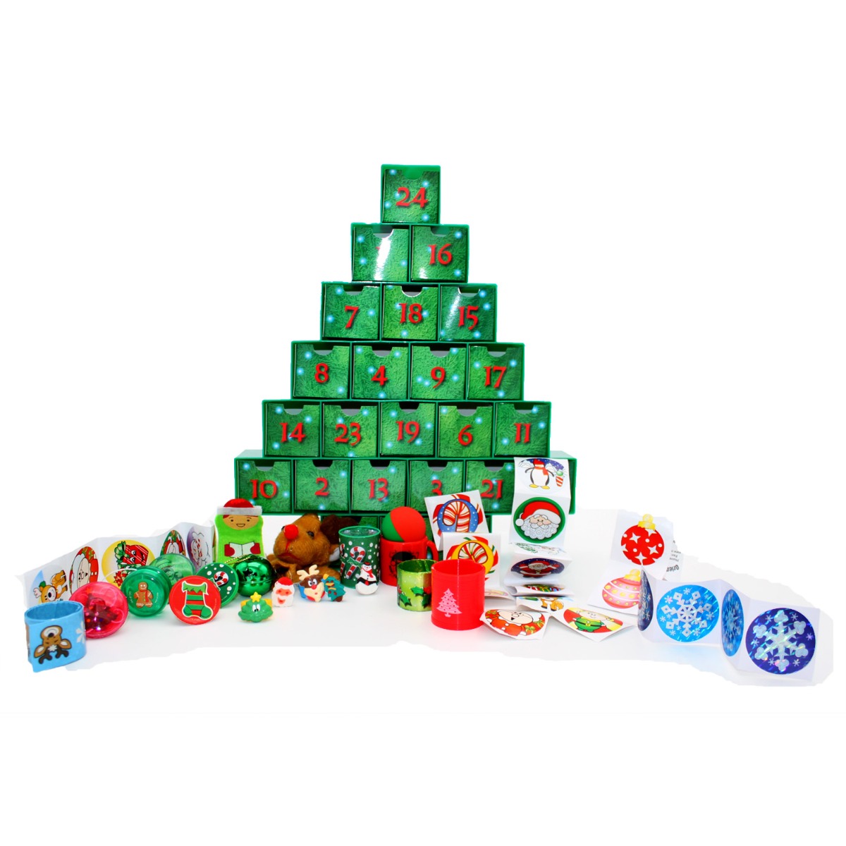 Christmas Tree Advent Calendar Pre-Filled with 24 Toys&sol;Stickers