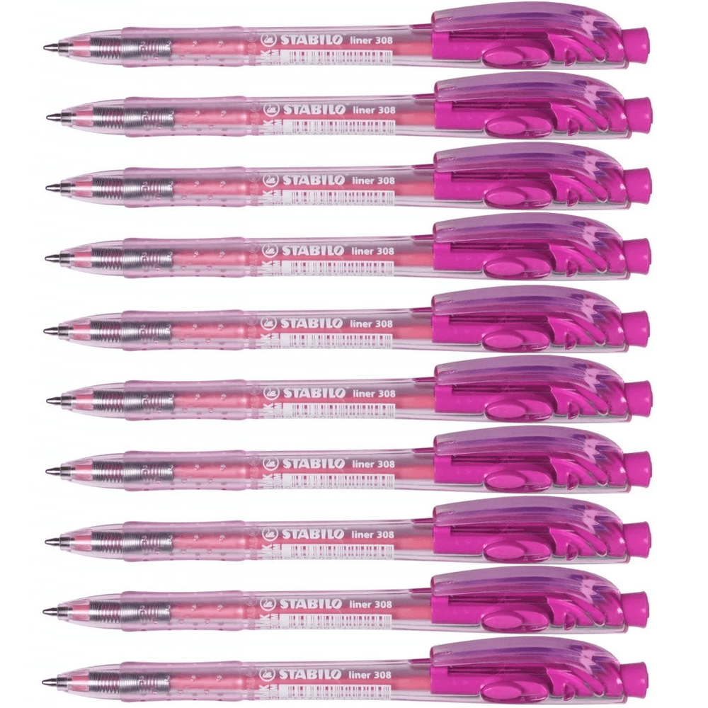 Stabilo 308 Liner Retractable Ballpoint Pen Medium (Pink) [Box 10]