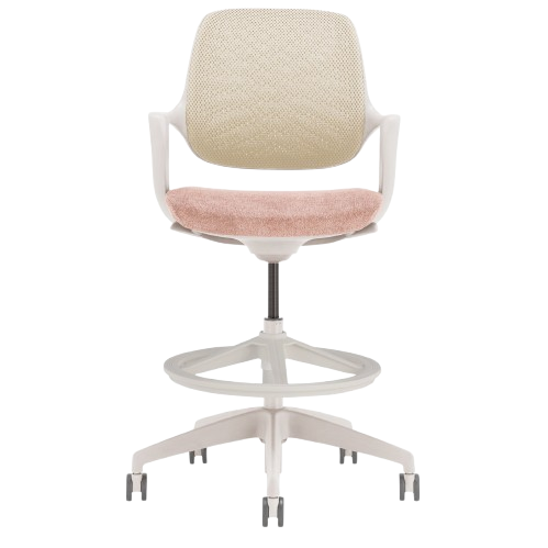 Desky Evoque Low Back Office Chair - White + Peach / Yes