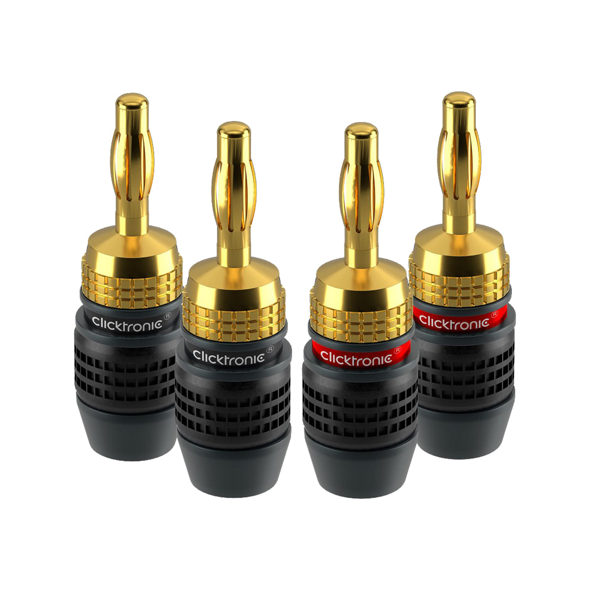 Clicktronic Speaker Banana Plug 4-Piece (Black/Gold)
