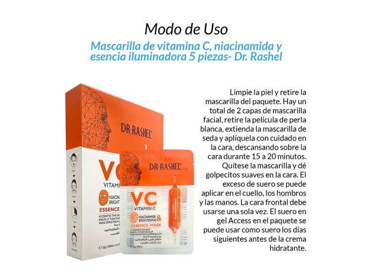 2 MASCARILLA VITAMINA C NIACINAMIDA Y ESENCIA ILUMINADORA 5 PIEZAS