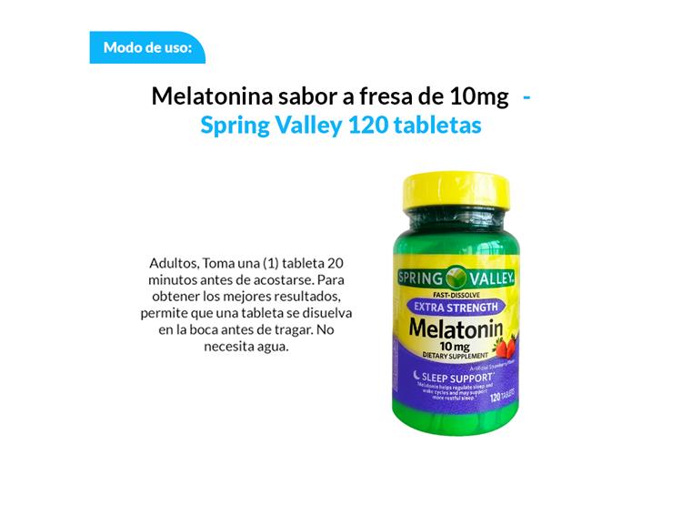 MELATONINA DE 10MG SPRING VALLEY SABOR A FRESA - 120 TABL