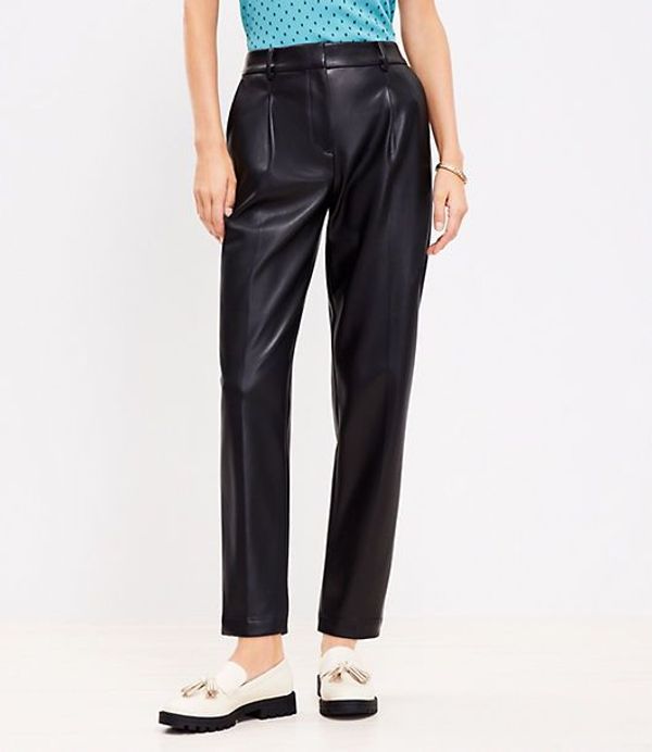 Loft Pleated Tapered Pants In Faux Leather