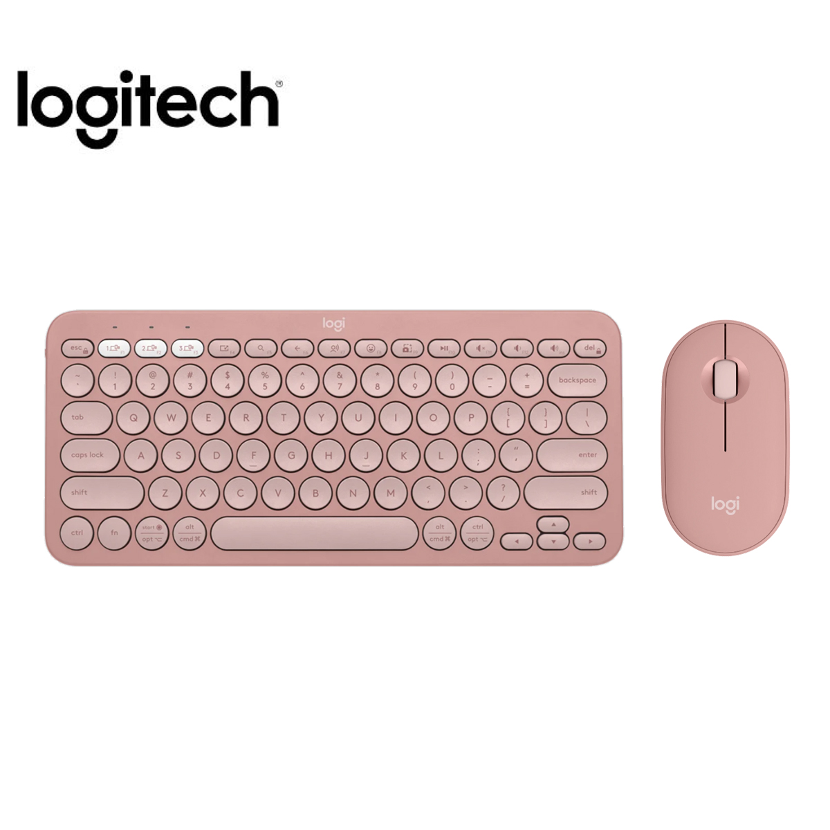 KIT TECLADO Y MOUSE LOGITECH PEBBLE 2 K380S +MOUSE M350S BT INALÁMBRICO ROSADO