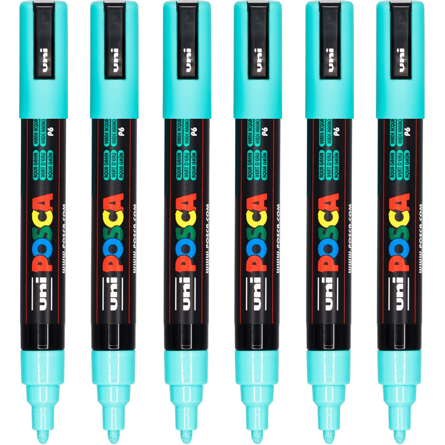 Uni Pc-5M Posca Poster Marker Medium Bullet Tip 2.5mm (Aqua Green) [6 Pack]