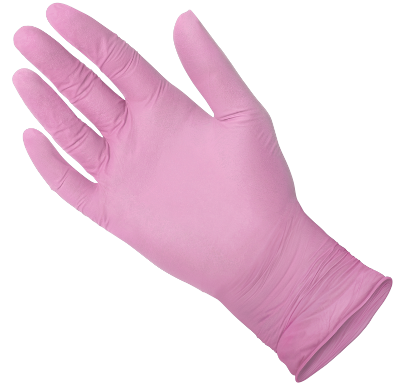 PinkCare Nitrile Exam Gloves, Finger-textured, Pink Chemo tested, 200/box, 2000/case
